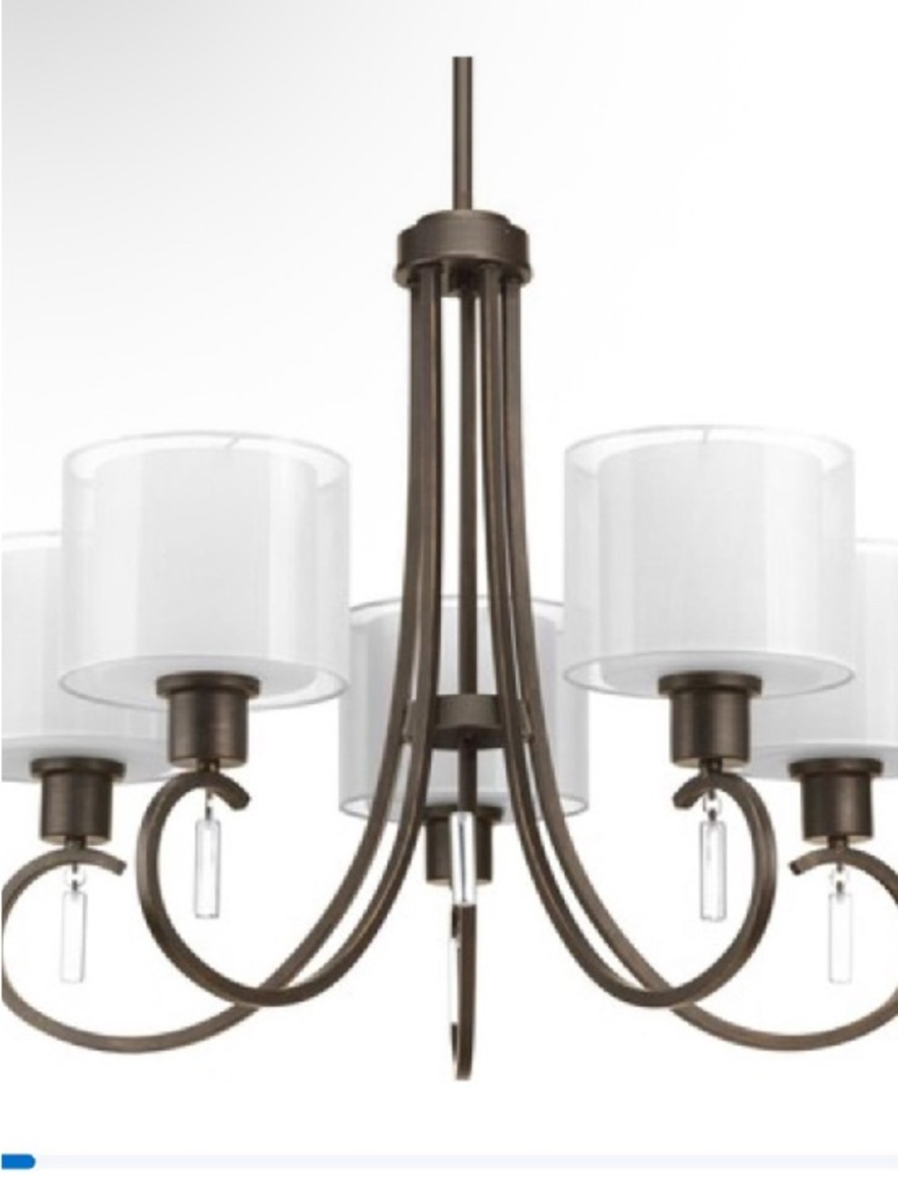 5-Light Bronze Chandelier Clear Glass Drum Shades Hardwired Indoor 25.25in